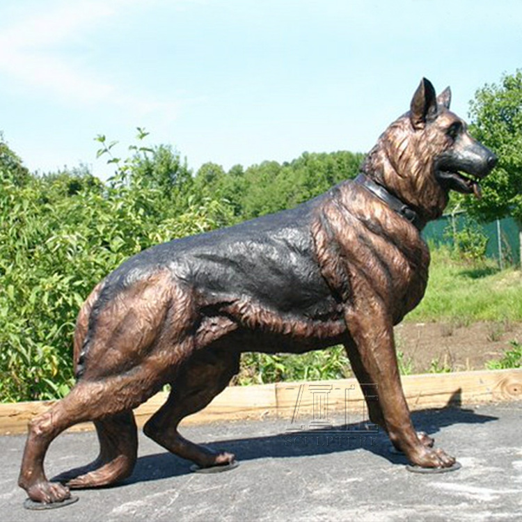 Western Style German Shepherd Dog Bronze Animal Dog Statue