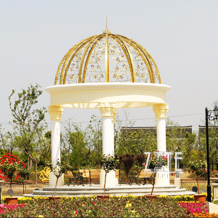 Western Style outdoor white marble gazebo