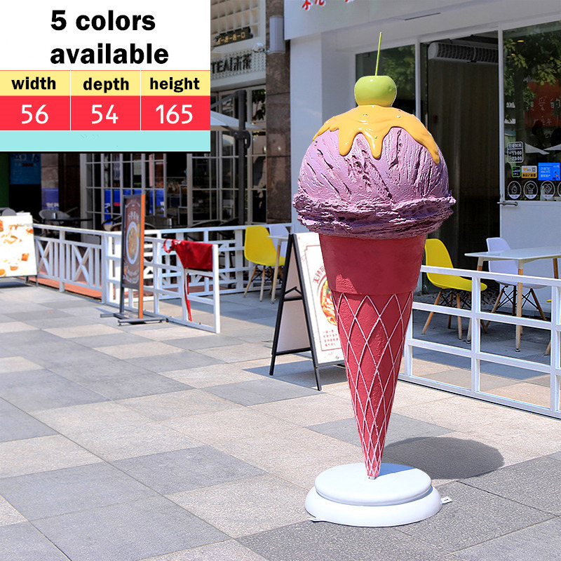 Large outdoor life size fiberglass ice cream cone statue