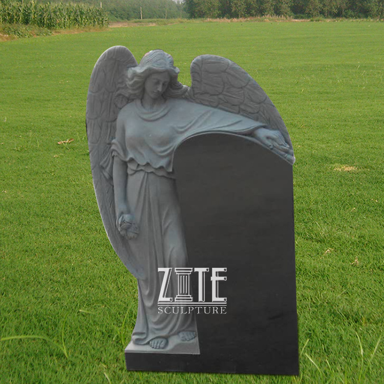 Natural Hand Carved White Marble Angel Tombstone Headstone Designs