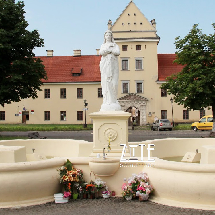 Custom garden outdoor stone marble virgin mary water fountain