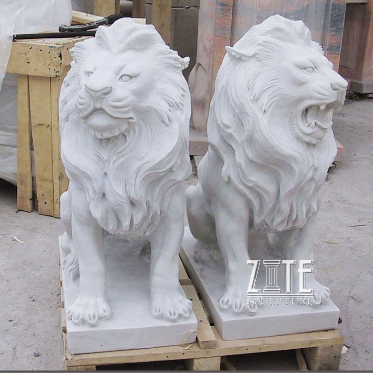 Hot Selling Outdoor pink marble animal lion sculpture statue