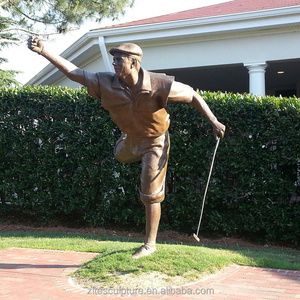 Outdoor Garden Brass Sport Sculpture Bronze Life Size Golfer Statue