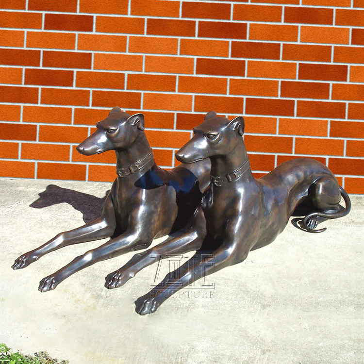 Cheap yard animal sculpture bronze greyhound life size dog statue