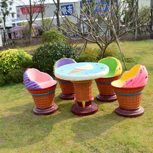 Outdoor resin fiberglass ice cream cone chair and table