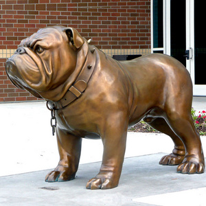 Cast Life Size Metal Handicrafts French Dog Statue Bronze Bulldog