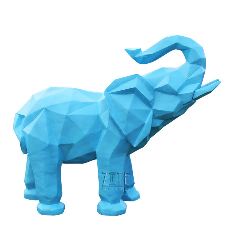 Decorative resin mosaic animal sculpture fiberglass geometric elephant statue