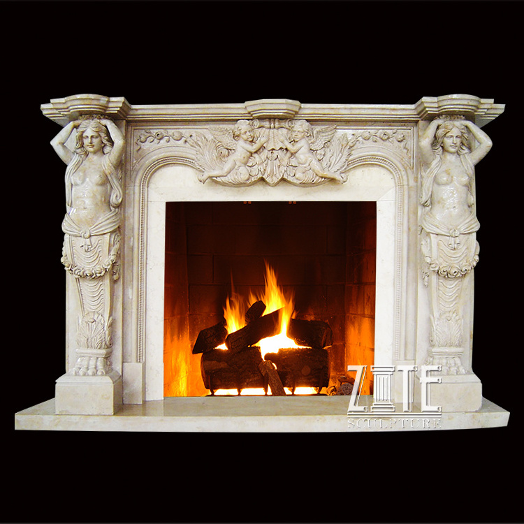 Hand Carved French Style Marble Fireplace Mantel