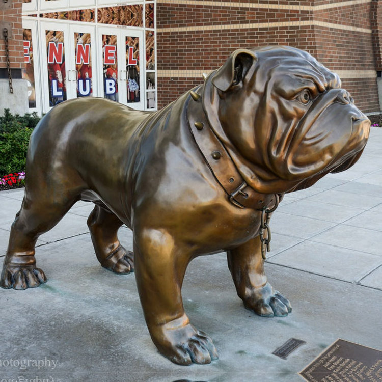 Cast Life Size Metal Handicrafts French Dog Statue Bronze Bulldog