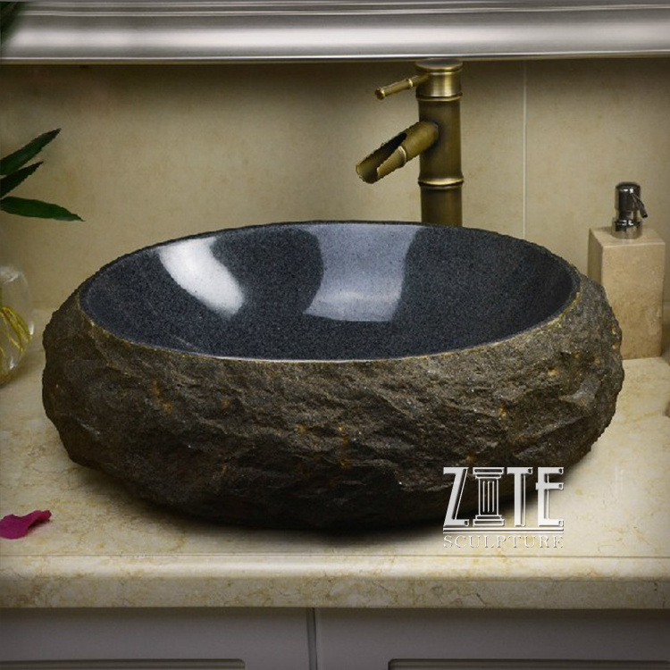 Popular Designs antique stone granite black sink