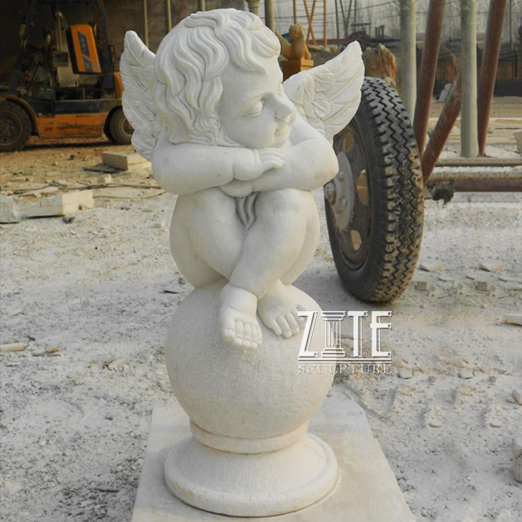 Hand Carved Angel grave monument slab marble tombstone