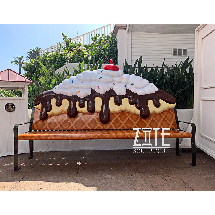 Decoration Fiberglass Ice Cream Bench Chair For Garden