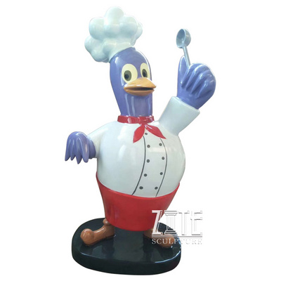 Custom abstract fiberglass chicken sculpture life size resin cartoon chef statue