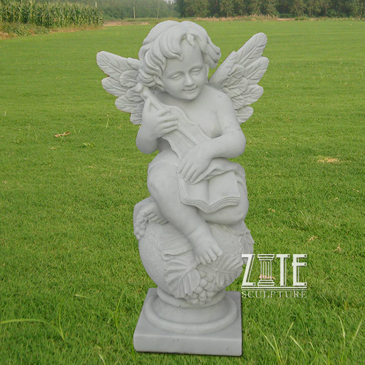 Natural Hand Carved White Marble Angel Tombstone Headstone Designs