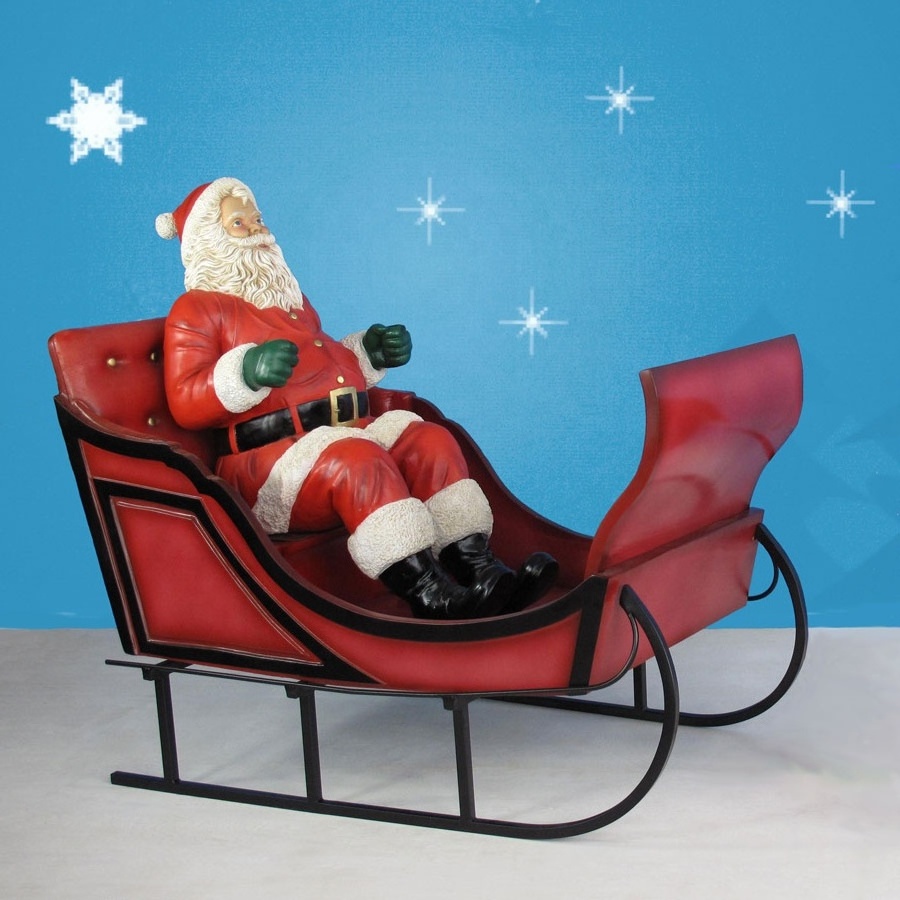 Mall Decoration Life Size Christmas Fiberglass Santa Sleigh Statues