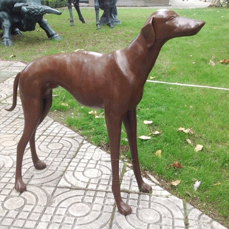 Garden casting life size greyhound statue bronze whippet dog sculptures for the yard