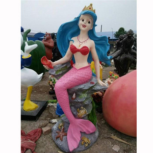 Sea Creatures Decoration Life Size Fiberglass Mermaid Princess Statue