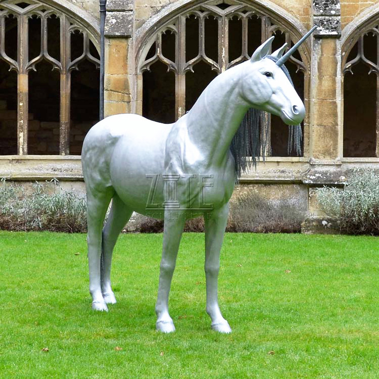 Outdoor life size metal bronze sculpture unicorn garden statue