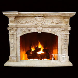 Classic Design Elegant decorative fireplace surround mantel white marble