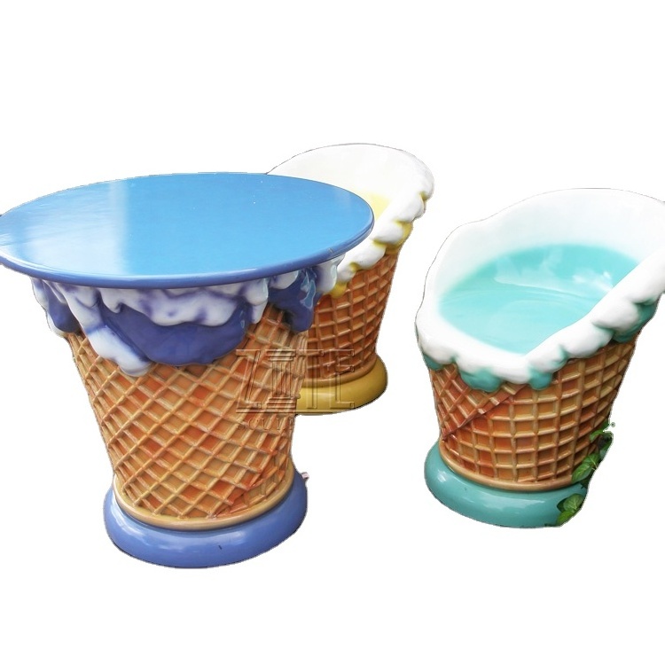 Custom shop furniture fiberglass ice cream cone chair table statue