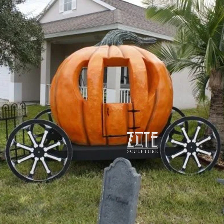 Cute Large Size Fiberglass Pumpkin House Sculpture Outdoor Resin Pumpkin Statue