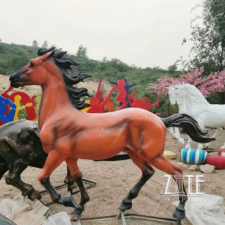 Factory life size resin animal sculpture fiberglass horse statue for sale