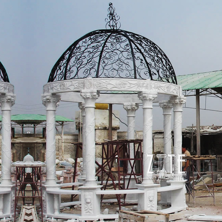 Western Style outdoor white marble gazebo