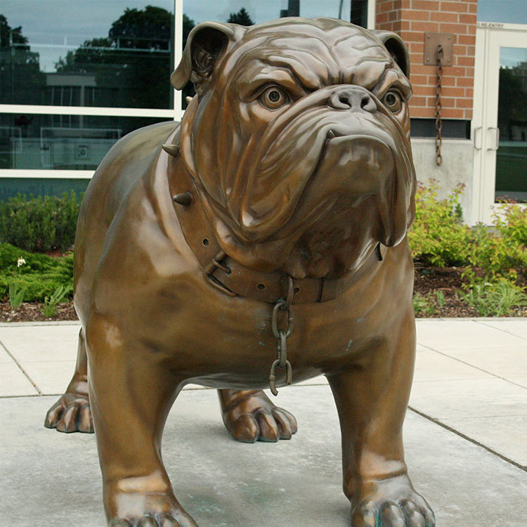 Cast Life Size Metal Handicrafts French Dog Statue Bronze Bulldog