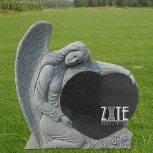 Natural Hand Carved White Marble Angel Tombstone Headstone Designs