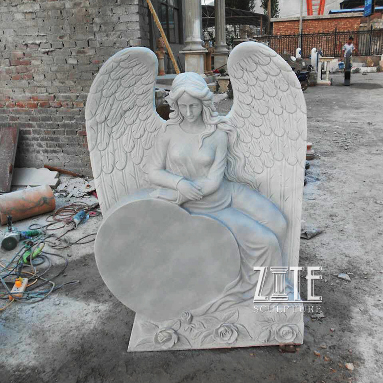 Customized natural stone tombstone monument white marble grave headstone