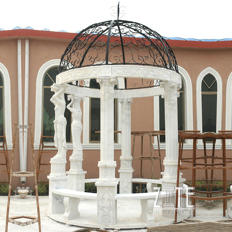 Western Style outdoor white marble gazebo