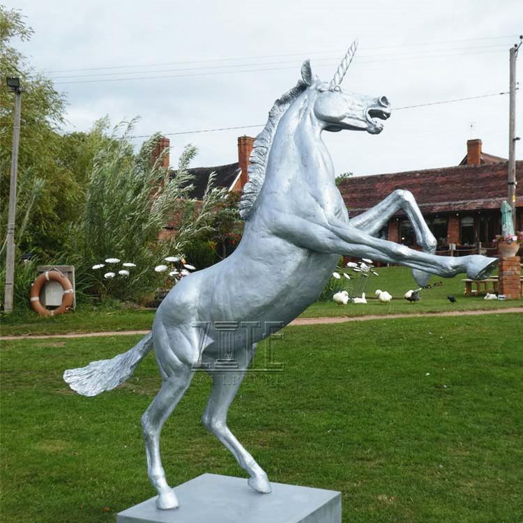 Outdoor life size metal bronze sculpture unicorn garden statue