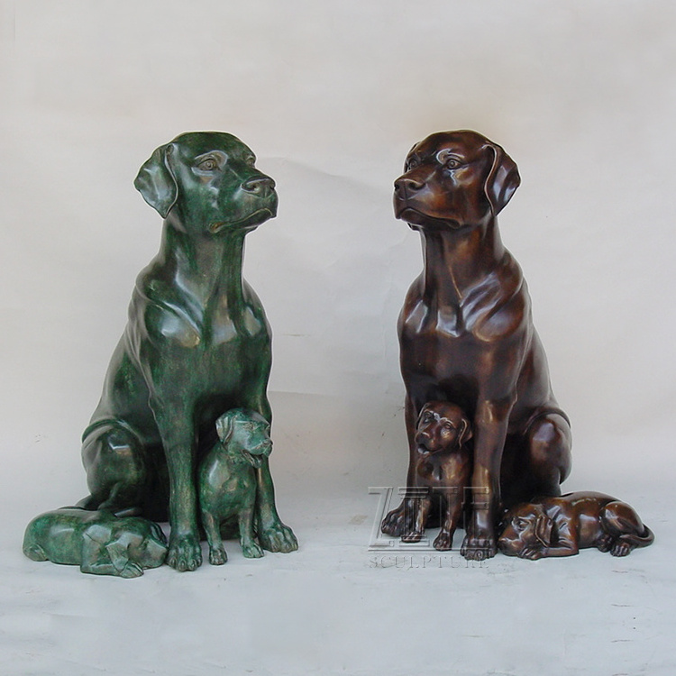 Outdoor Decorative Animal Statue Life Size Bronze Labrador Retriever Dog Sculpture