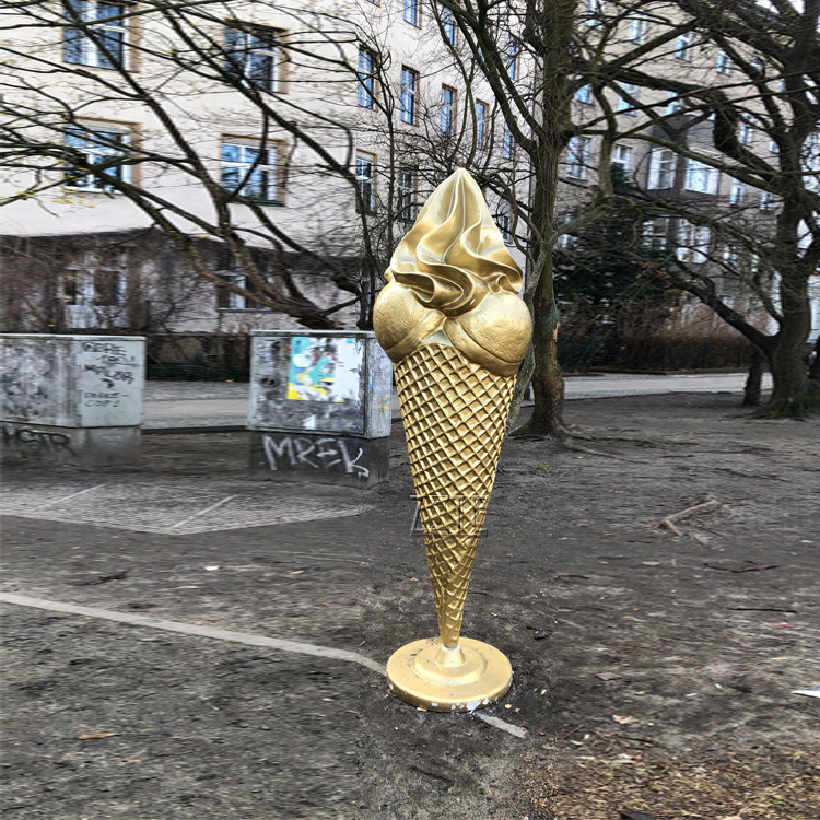 Large outdoor life size fiberglass ice cream cone statue