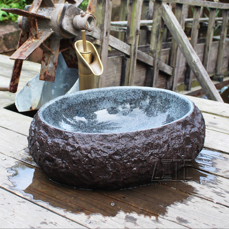 Popular Designs antique stone granite black sink