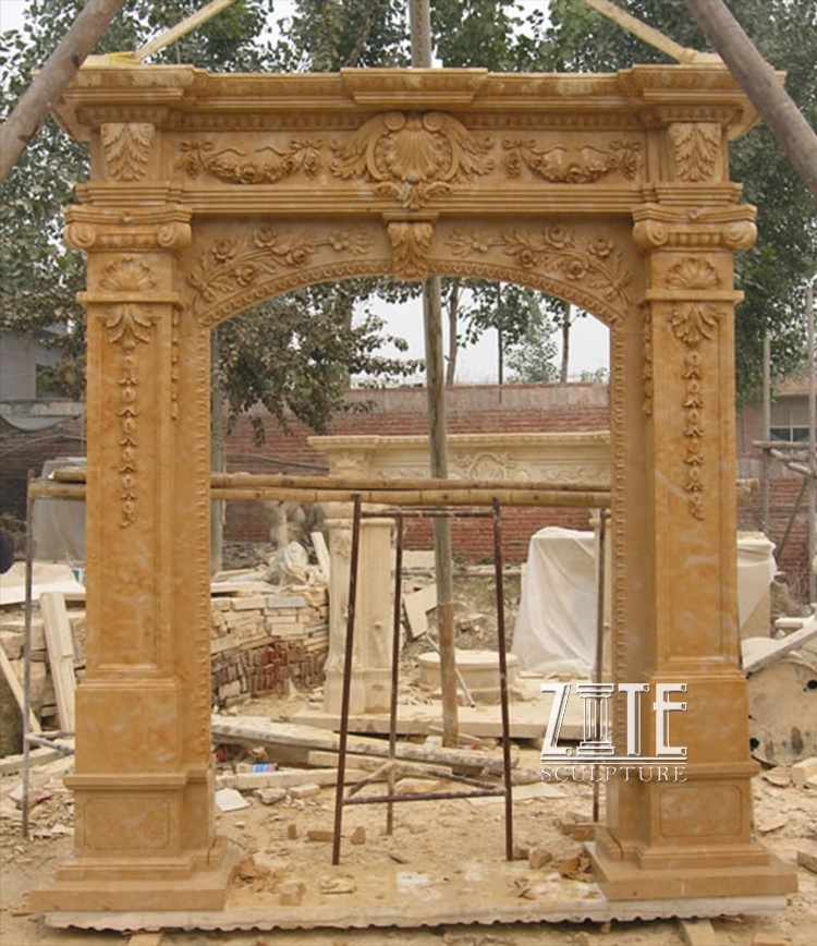 Custom white natural marble door surround frame with woman statue