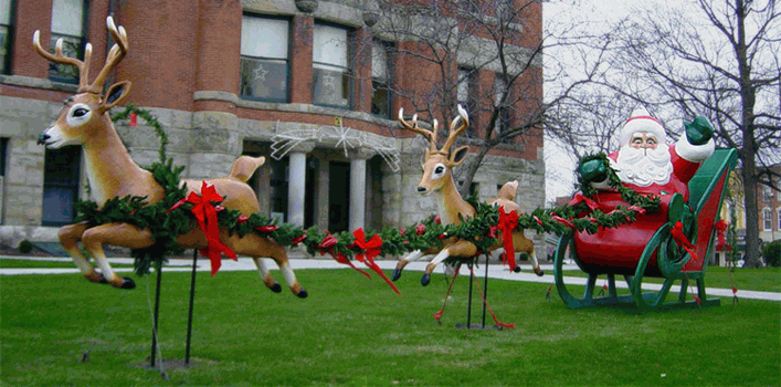 Mall Decoration Life Size Christmas Fiberglass Santa Sleigh Statues