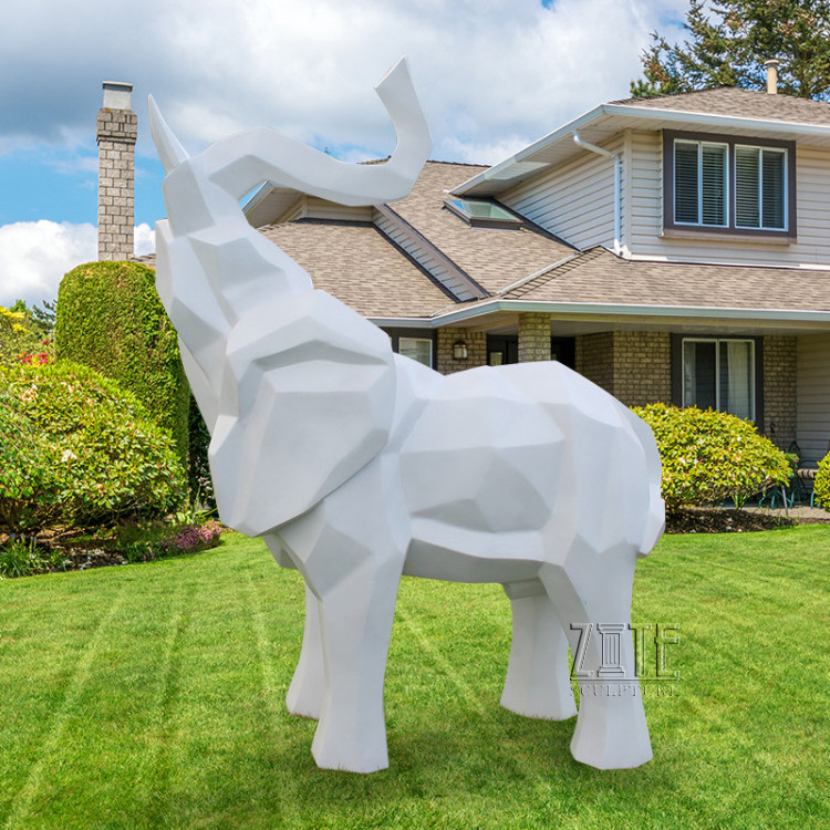 Decorative resin mosaic animal sculpture fiberglass geometric elephant statue