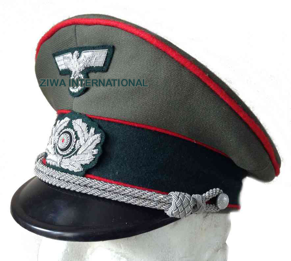 WW2 GERMAN OFFICER VISOR waffenss generals HAT WITH METAL INSIGNIA