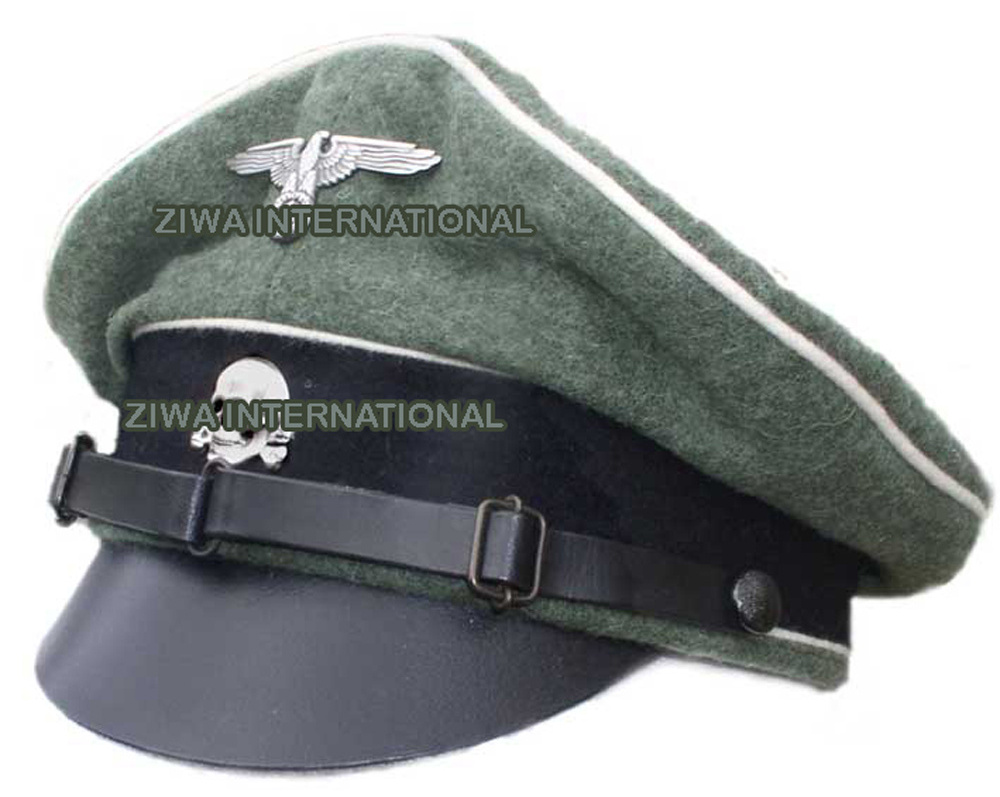 WW2 GERMAN OFFICER VISOR waffenss generals HAT WITH METAL INSIGNIA