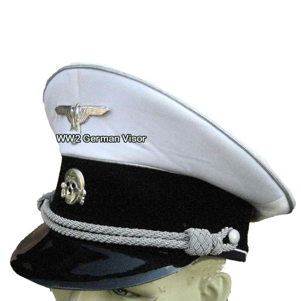 WW2 GERMAN OFFICER VISOR waffenss generals HAT WITH METAL INSIGNIA