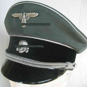 WW2 GERMAN OFFICER VISOR waffenss generals HAT WITH METAL INSIGNIA