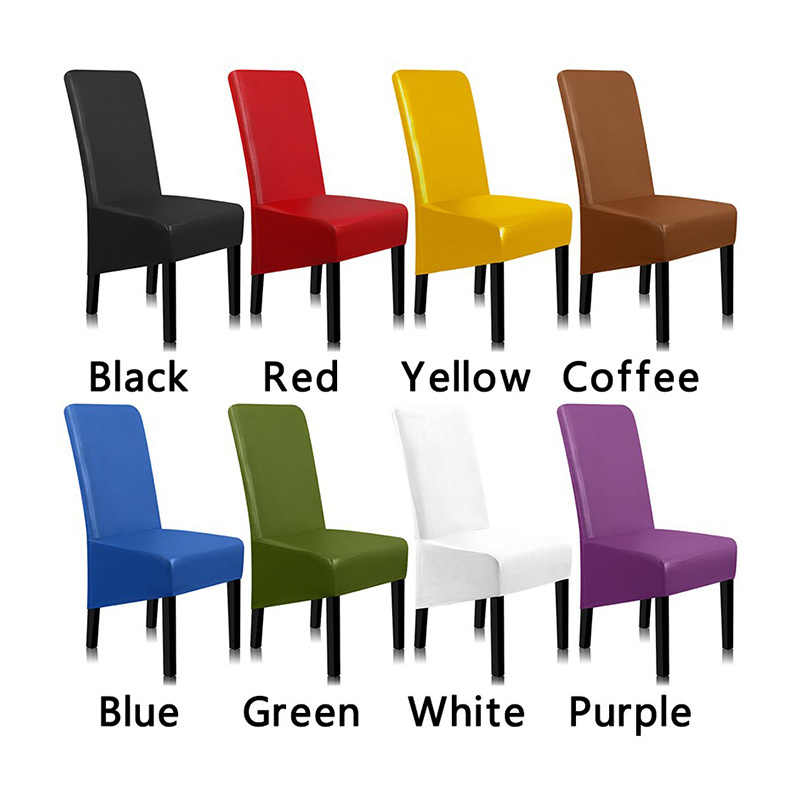 Factory Direct Sale Removable And Washable Elastic Large Oblique Swing Solid Chair Cover Waterproof Dining Chair Leather Cover