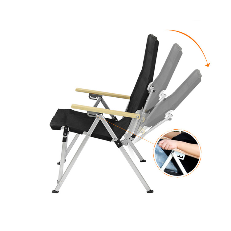 Adjustable Backrest Outdoor Single Aluminium Camping Folding Beach Chair