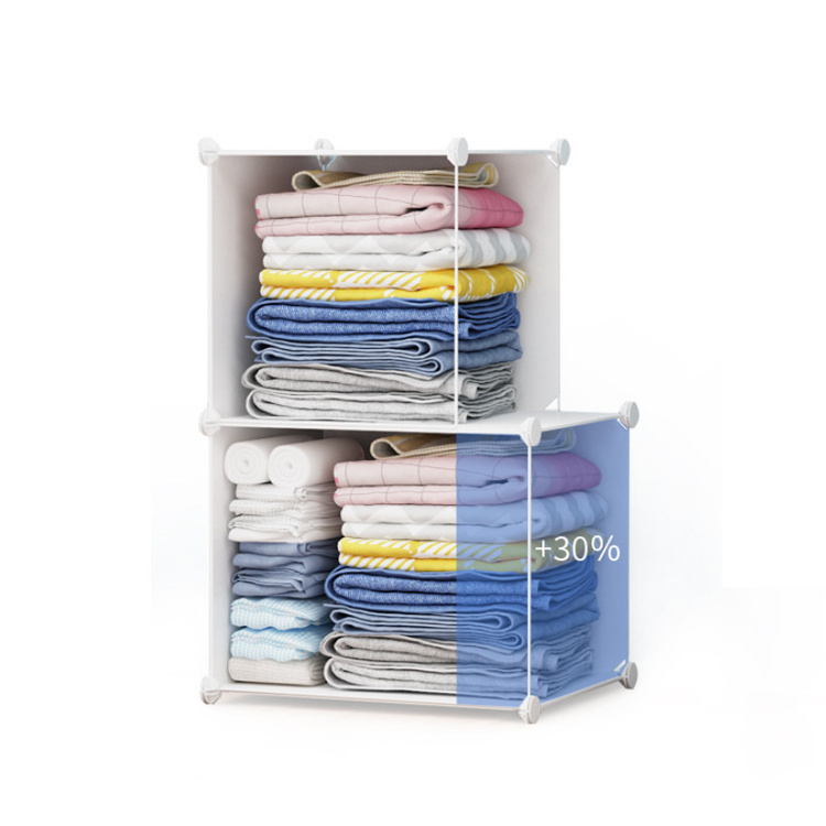 Durable Combination Foldable Portable Clothes Storage Boxes Plastic Wardrobe Cabinet