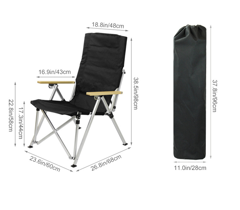 Adjustable Backrest Outdoor Single Aluminium Camping Folding Beach Chair