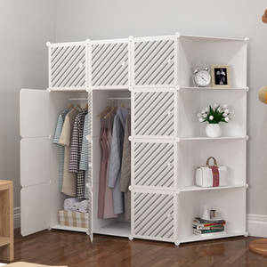 Durable Combination Foldable Portable Clothes Storage Boxes Plastic Wardrobe Cabinet