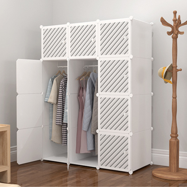 Durable Combination Foldable Portable Clothes Storage Boxes Plastic Wardrobe Cabinet