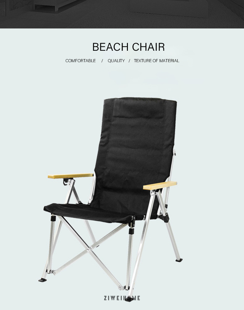 Adjustable Backrest Outdoor Single Aluminium Camping Folding Beach Chair