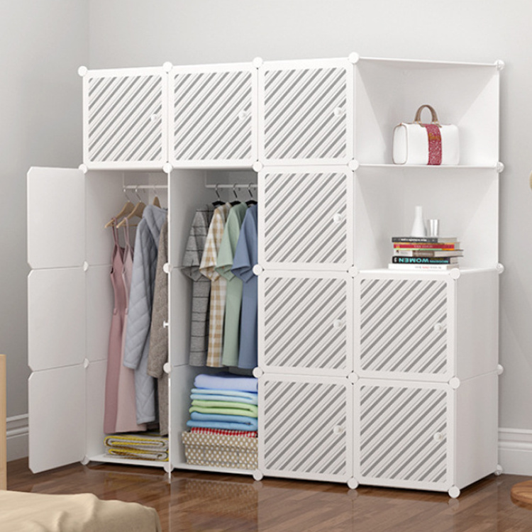 Durable Combination Foldable Portable Clothes Storage Boxes Plastic Wardrobe Cabinet